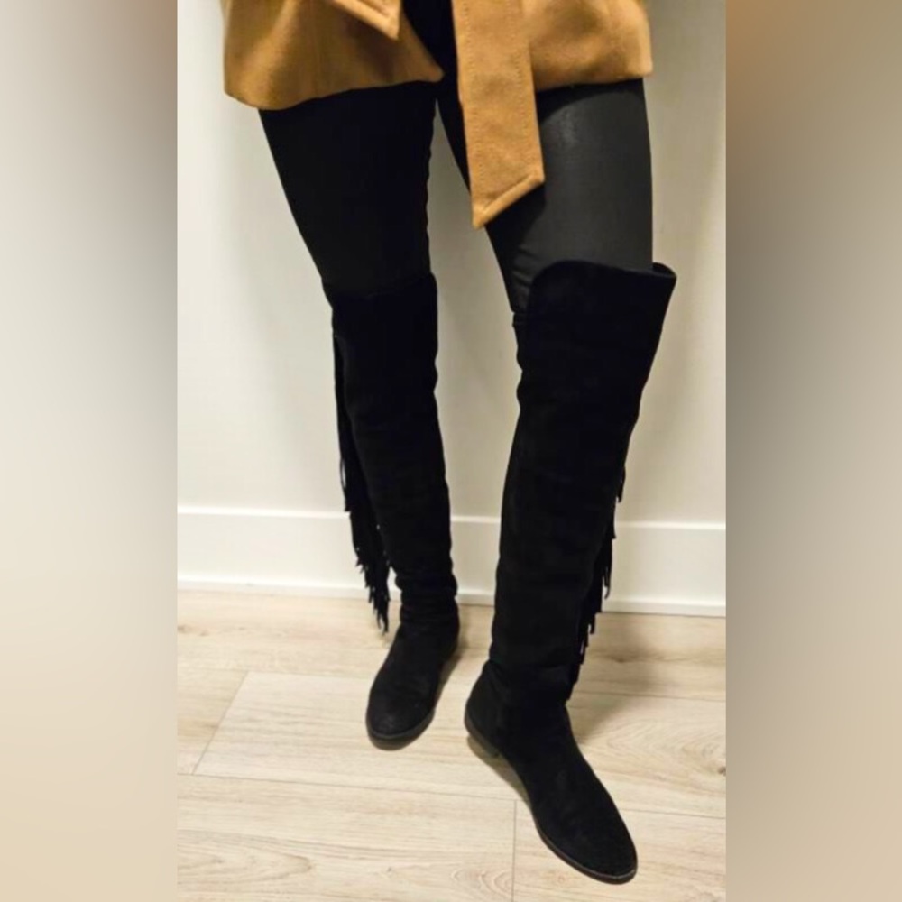 Stuart Weitzman suede fringe boots